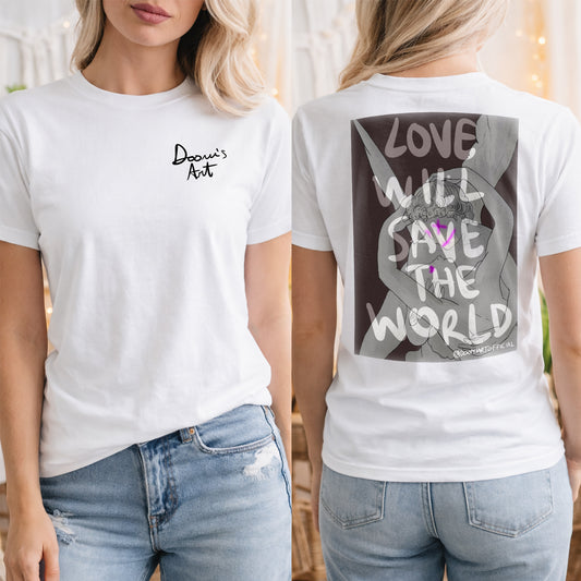 T-SHIRT LOVE Bianca Fronte e Retro #chooseurcolor