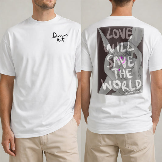 T-SHIRT LOVE Bianca Fronte e Retro #chooseurcolor