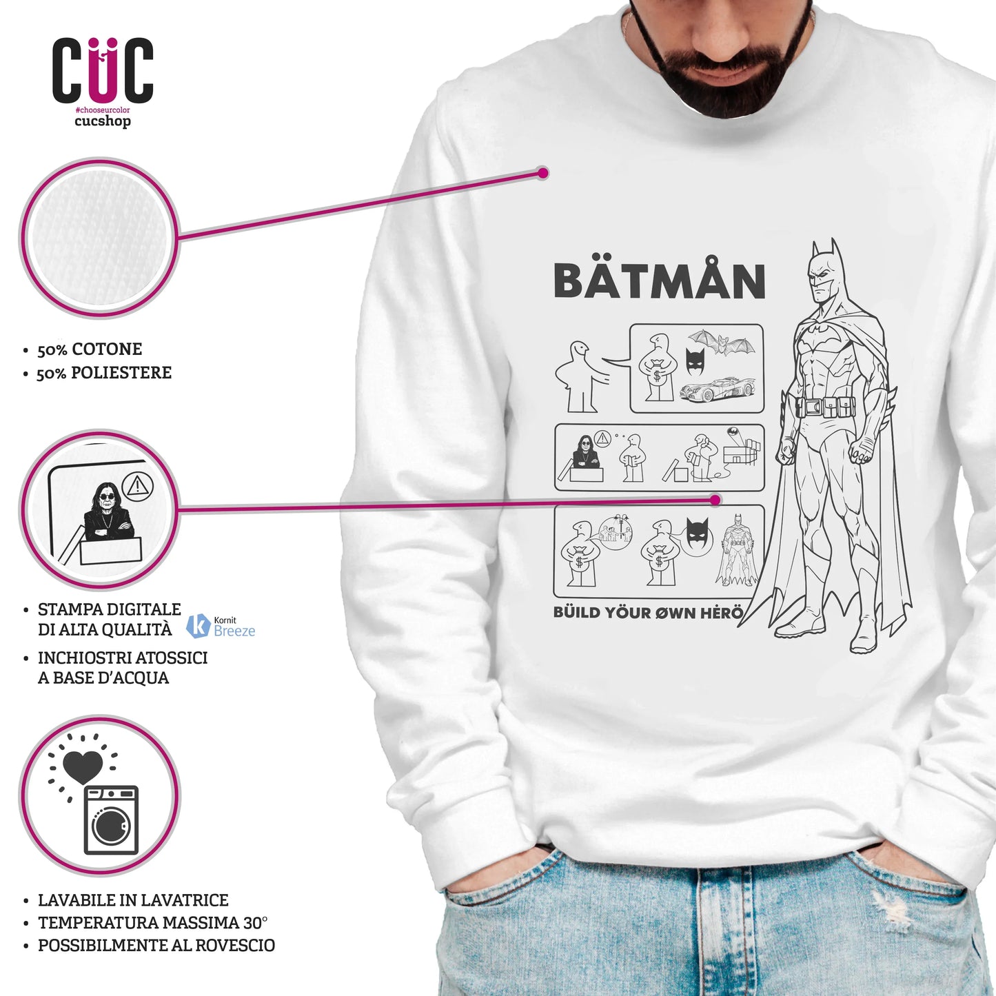 CUC GIROCOLLO BATMAN BUILD YOUR HERO - Unisex - FILM - Cult - Divertente - #chooseurcolor