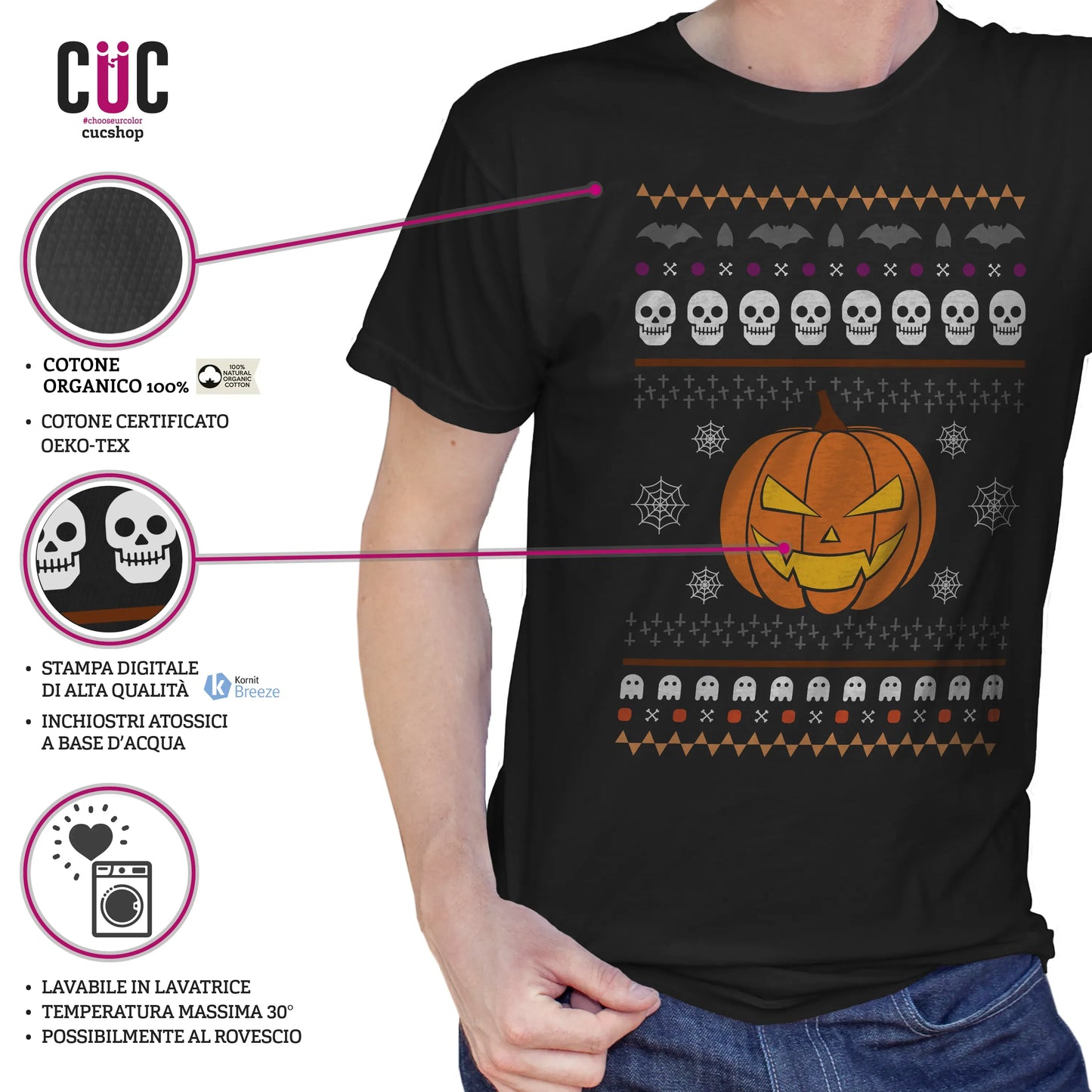 CUC T-SHIRT Ugly Halloween Sweater - Divertente - Spooky Season - #chooseurcolor