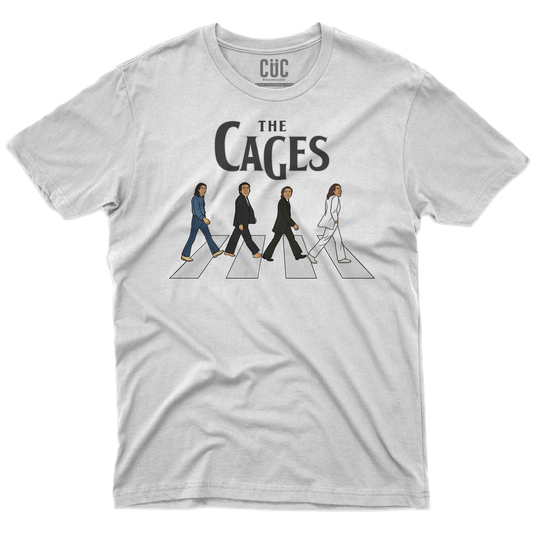 CUC T-SHIRT THE CAGES - FILM - MUSICA - PERSONAGGI FAMOSI - Divertente - Nicolas Cage - Beatles - Abbey Road - #chooseurcolor