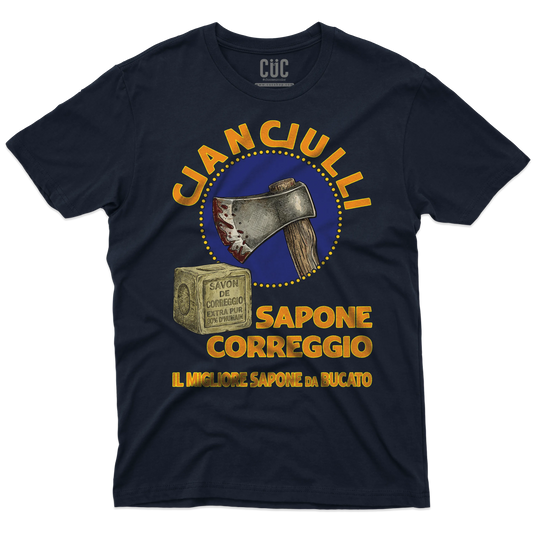 CUC T-SHIRT SAPONE CORREGGIO - PERSONAGGI FAMOSI - Cianciulli - Poster anni 60 - Black Humor - Satira - Serial Killer - #chooseurcolor