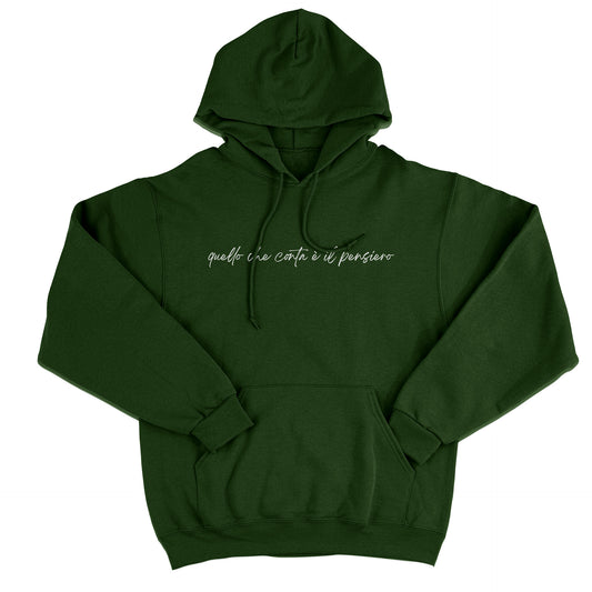 FELPA CAPPUCCIO quello che conta è il pensiero divertente natale regalo simpatico Verde Bottiglia #chooseurcolor