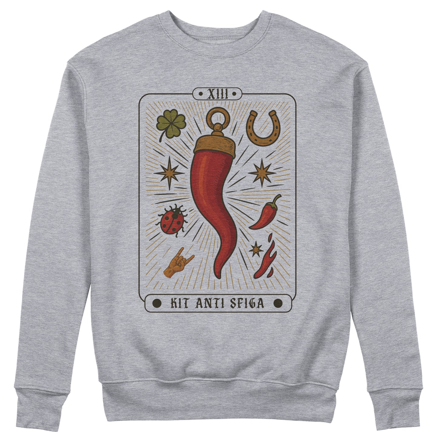 FELPA GIROCOLLO KIT ANTI SFIGA fortuna sfortuna Tarocchi Grigio #chooseurcolor