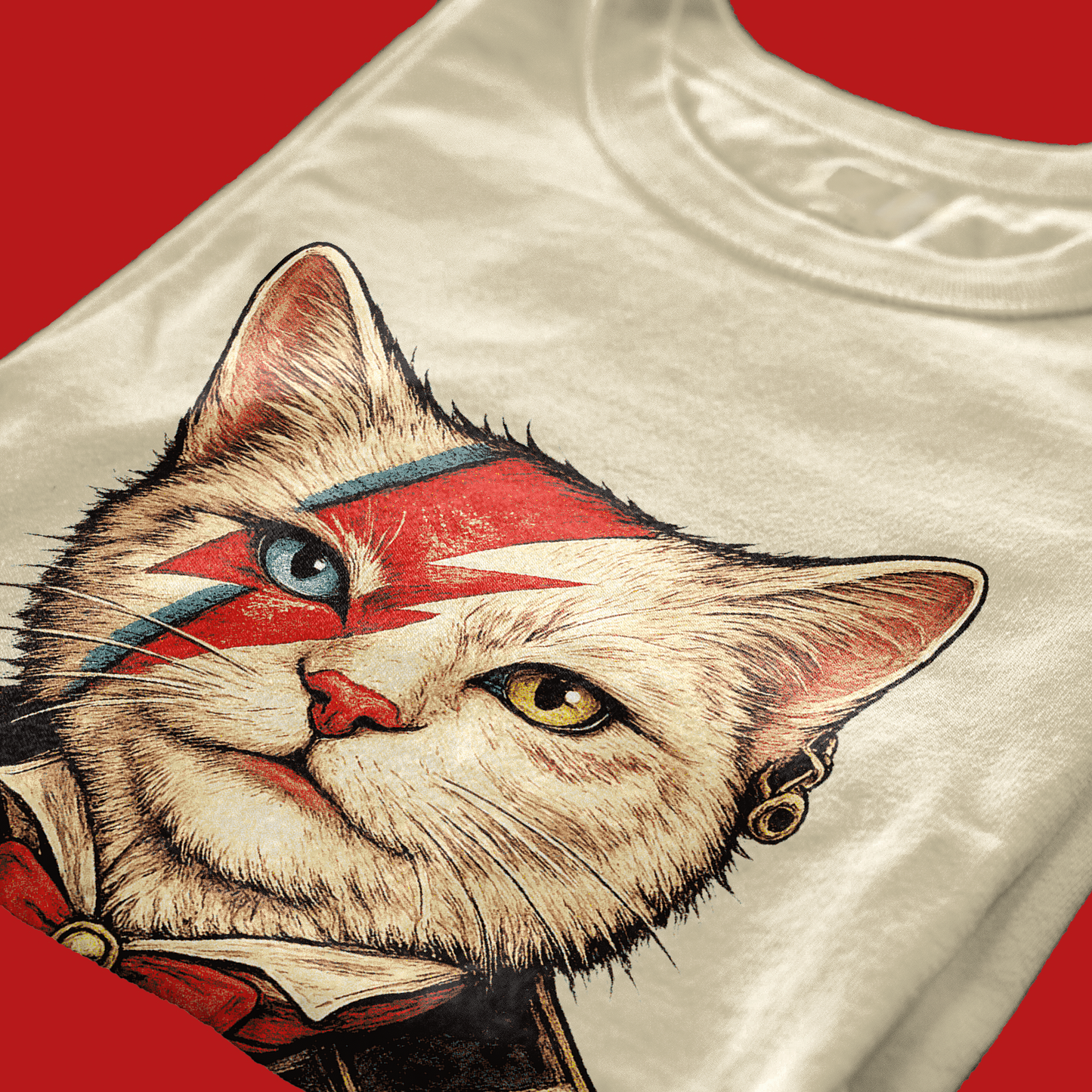 T-SHIRT DAVID MEOWIE ziggy star cat gatto rock Sabbia #chooseurcolor