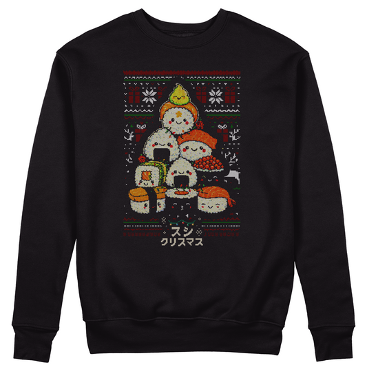 Felpa Girocollo unisex SUSHI XMAS TREE - natale giappone - cibo simpatica #chooseurcolor