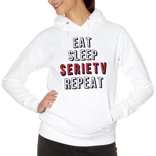 White Smoke Felpa Eat Sleep Repeat Serie Tv Telefilm Hobby - FILM CucShop