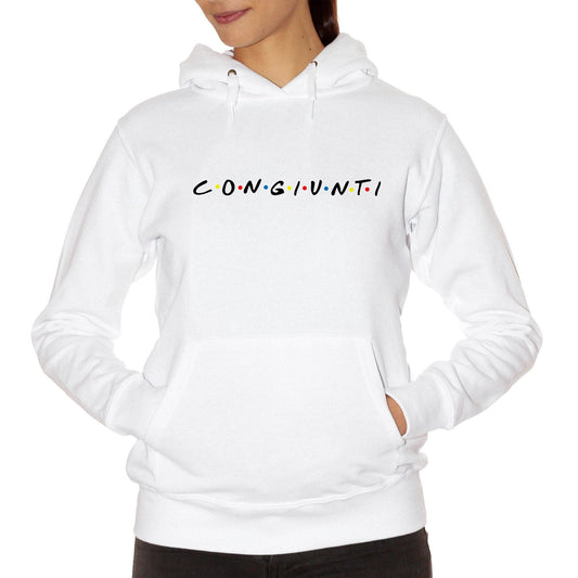 White Smoke Felpa Cappuccio Congiunti Friends Diventente - Social Choose ur color CucShop