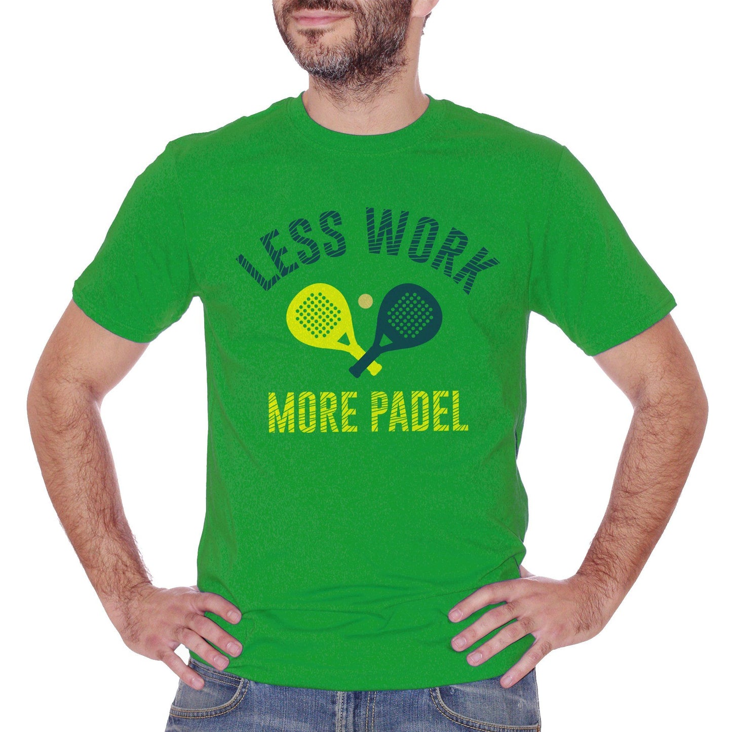Forest Green T-Shirt Less Work More Padel Sport - SPORT CucShop