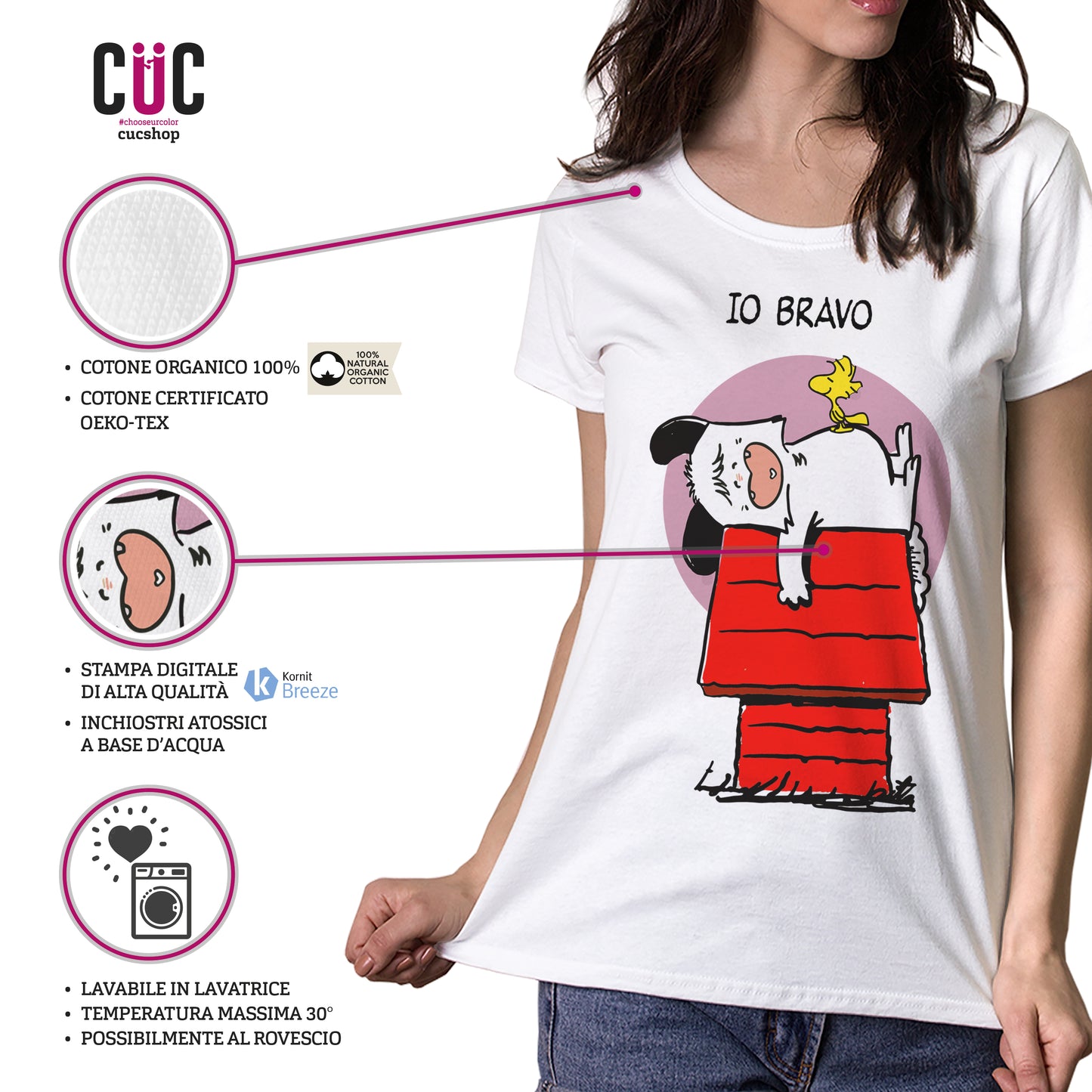 Firebrick T-Shirt Spank like Snoopy - Rivisitazione simpatica del cartone animato anni 80 - Chooseurcolor CucShop