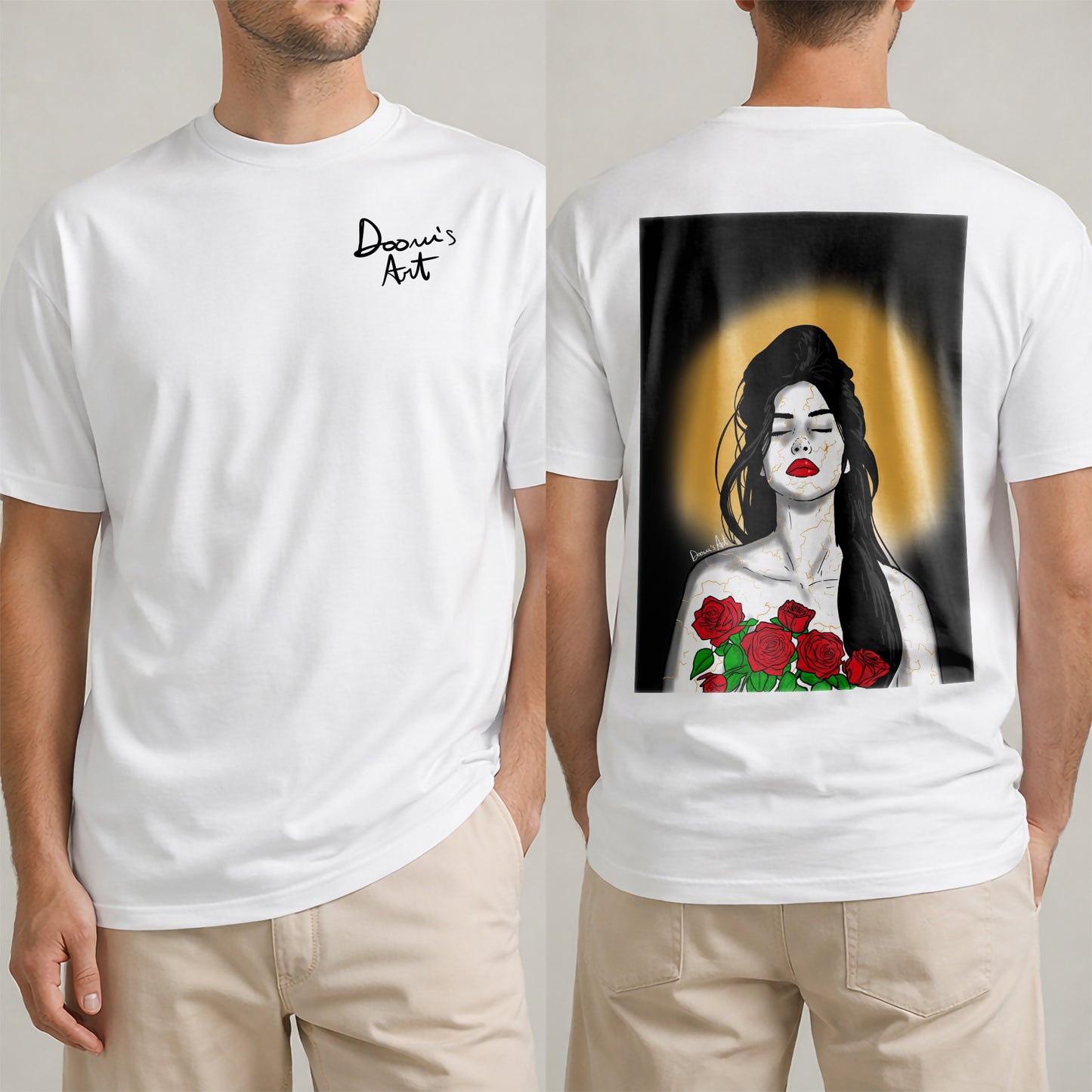 T-SHIRT Lady Flowers Bianca Fronte e Retro #chooseurcolor