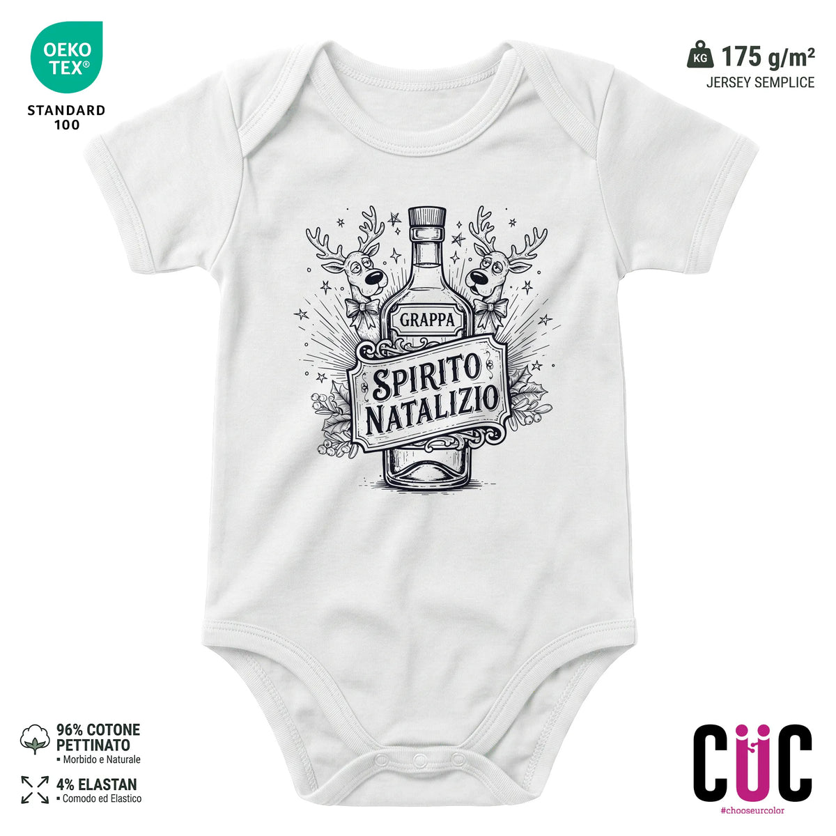 BODY BAMBINO CUC BODY BAMBINI SPIRITO NATALIZIO GRAPPA NATALE DIVERTENTE Bianca M [IMGKEY:WHI:M:1]