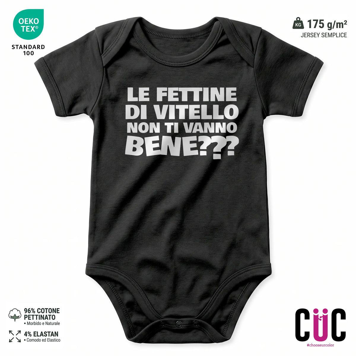 BODY BAMBINO CUC BODY BAMBINI LE FETTINE DI VITELLO PERSONAGGI FAMOSI MEME DIVERTENTE Nera M [IMGKEY:BLA:M:1]
