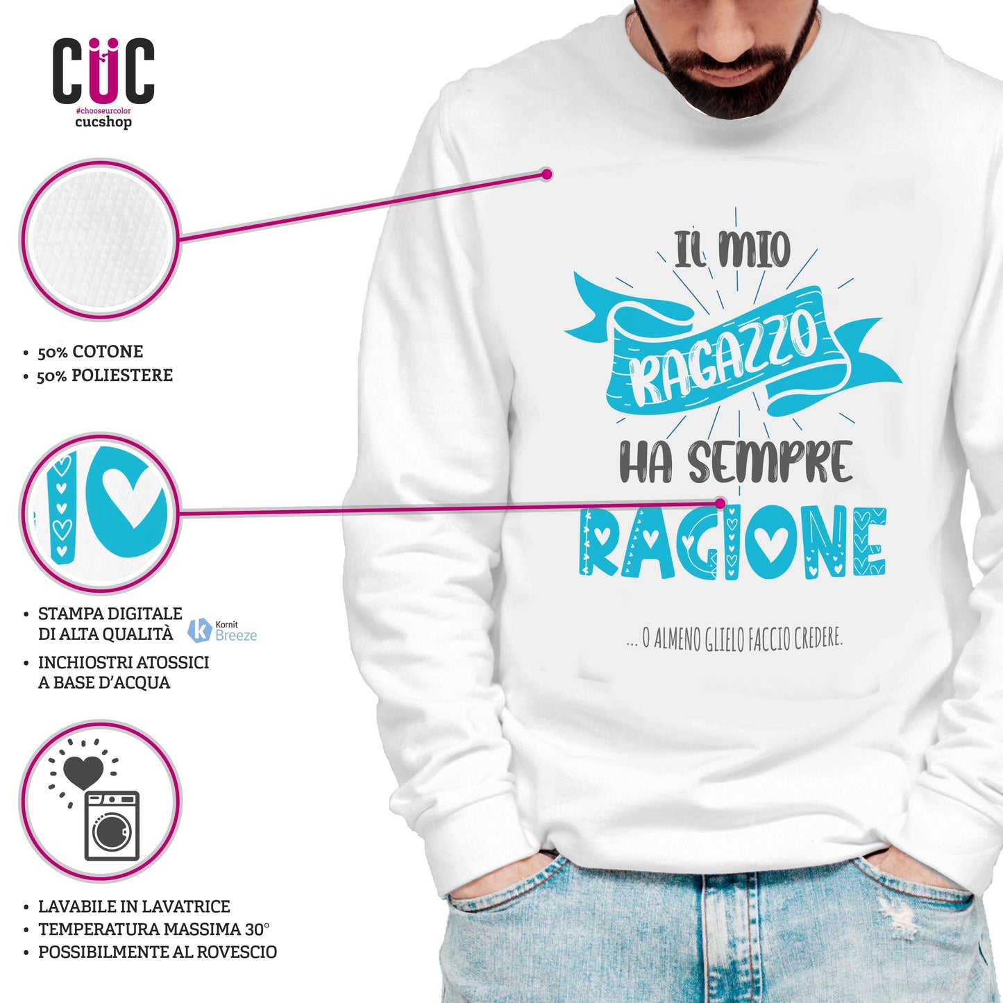 CUC GIROCOLLO SAN VALENTINO IL MIO RAGAZZO HA SEMPRE RAGIONE - Unisex #chooseurcolor