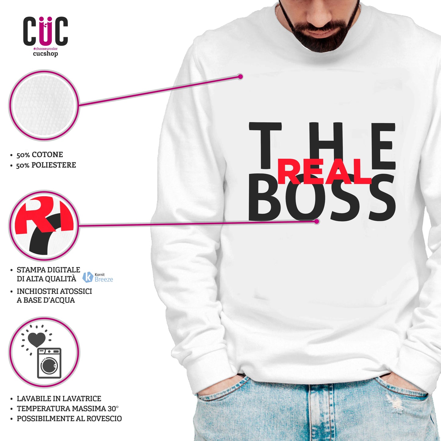 CUC GIROCOLLO SAN VALENTINO THE BOSS - THE REAL BOSS - REGALO PER COPPIA - UNISEX #chooseurcolor