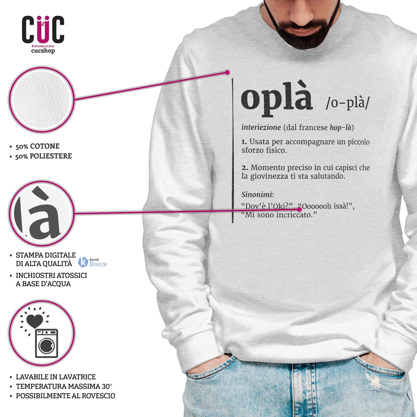 CUC GIROCOLLO Oplà! -  Unisex - Definizione - Meme - Divertente -  #chooseurcolor