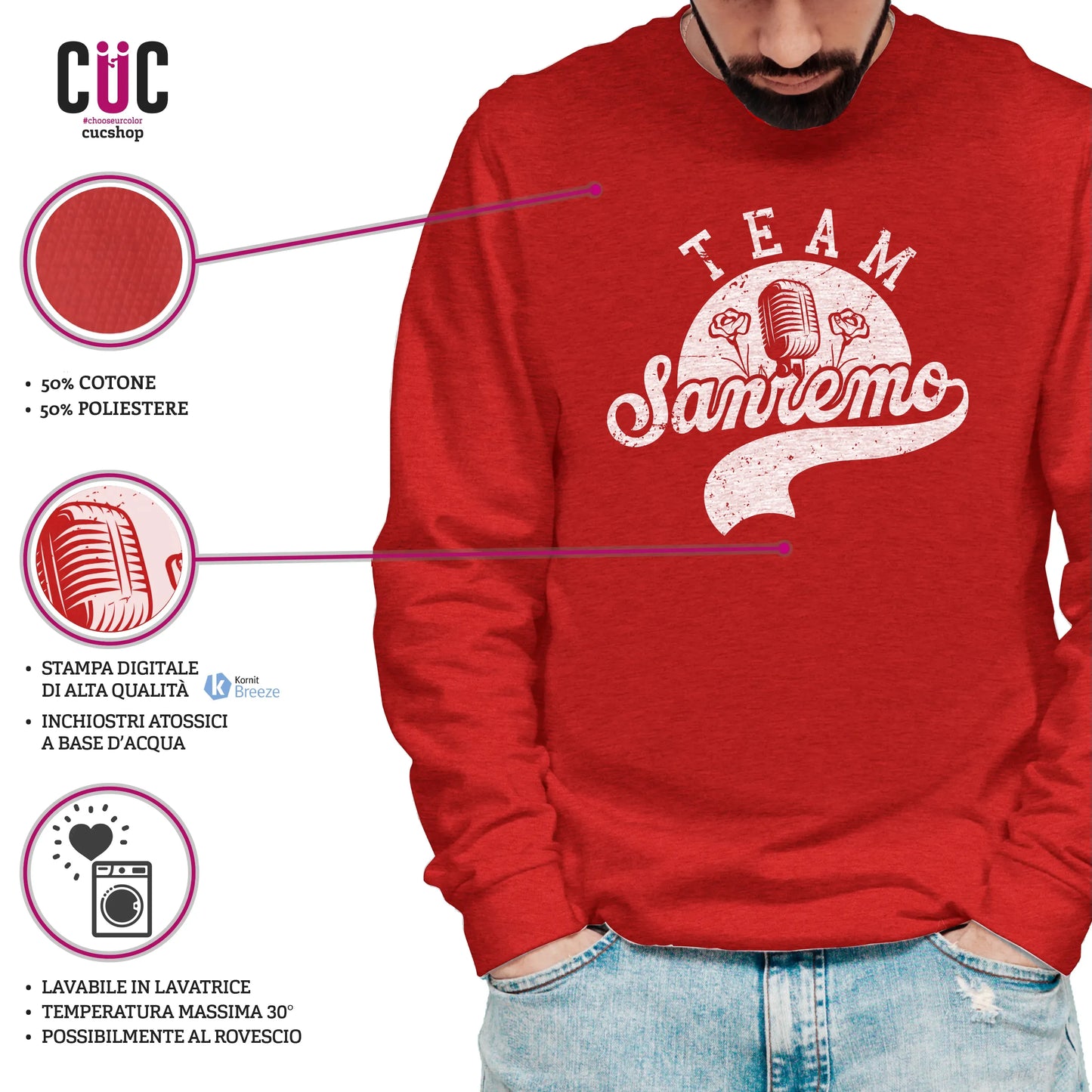 CUC GIROCOLLO Team Sanremo -  Unisex - Musica - Festival delle canzone - TV - Divertente -  #chooseurcolor