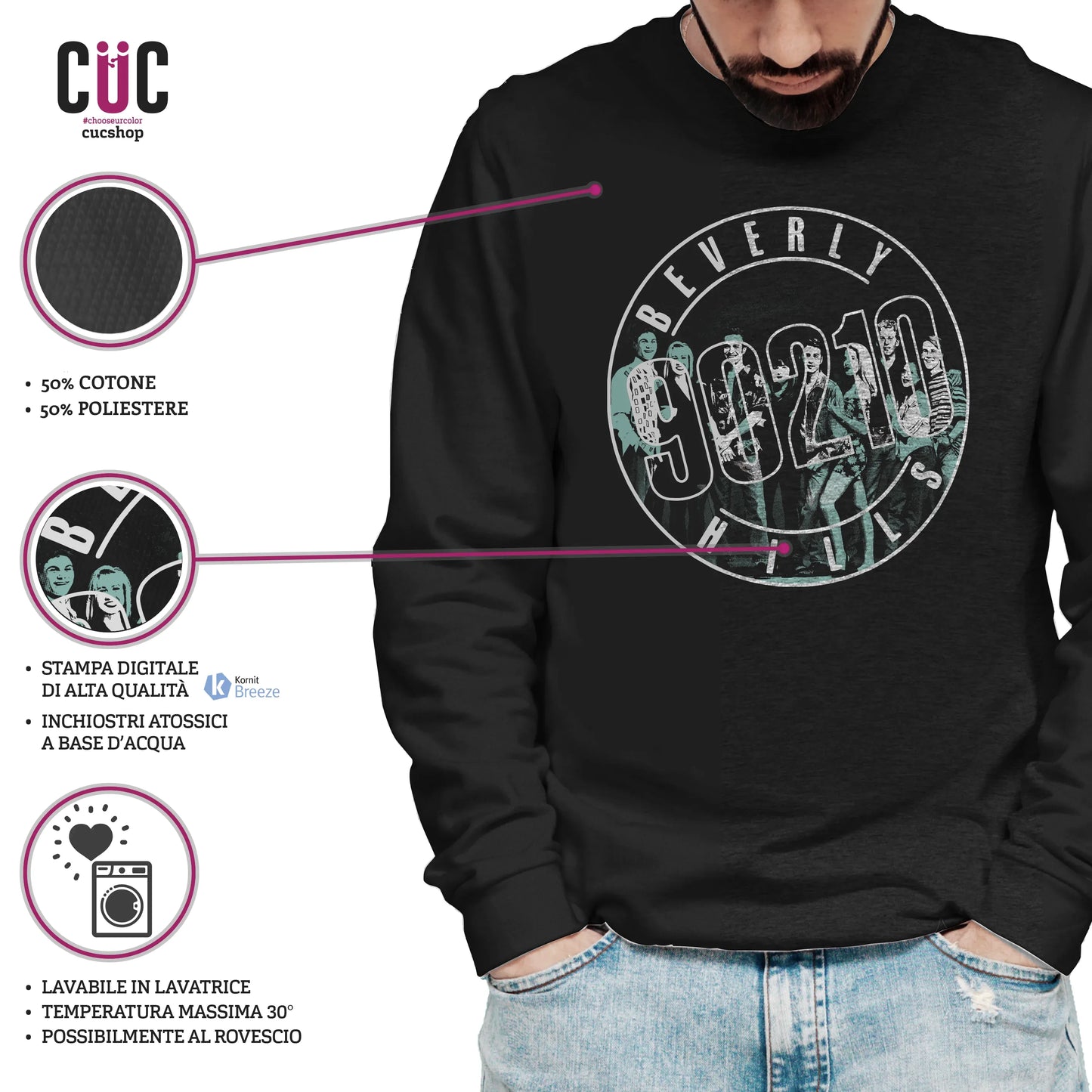 CUC GIROCOLLO Beverly Hills 90210 Retro Pop 90 -  Unisex - SERIE TV #chooseurcolor