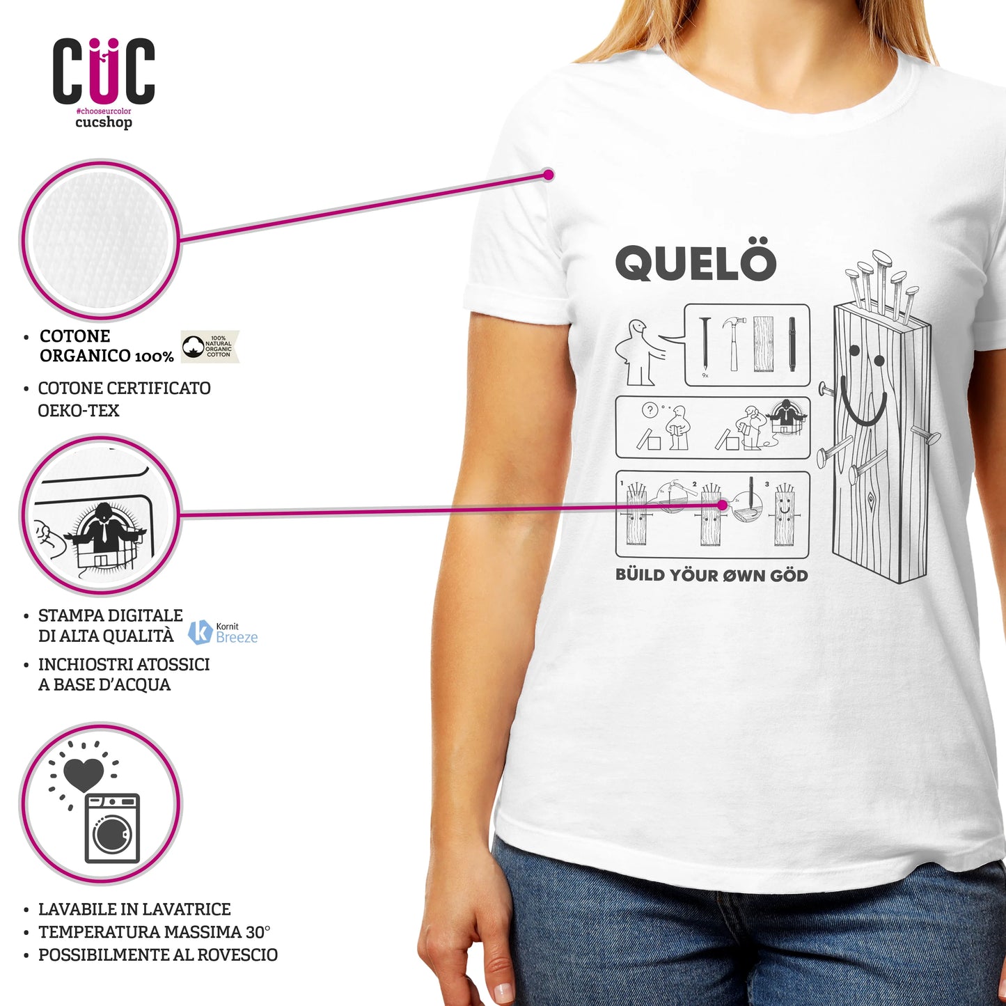 CUC T-SHIRT QUELO - BUILD YOUR GOD - PERSONAGGI FAMOSI - Divertente -  #chooseurcolor