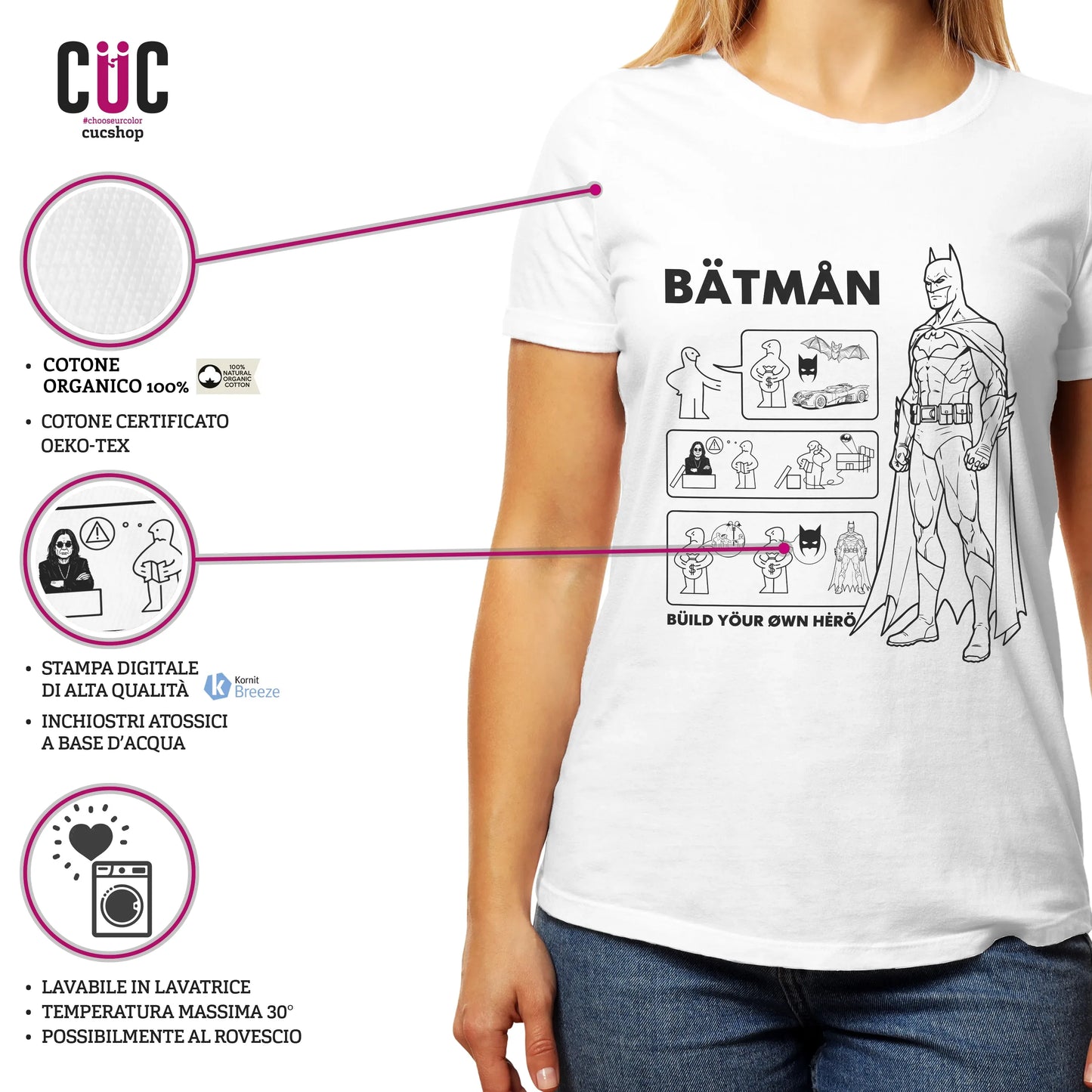 CUC T-SHIRT BATMAN BUILD YOUR HERO - FILM - Cult - Divertente -  #chooseurcolor