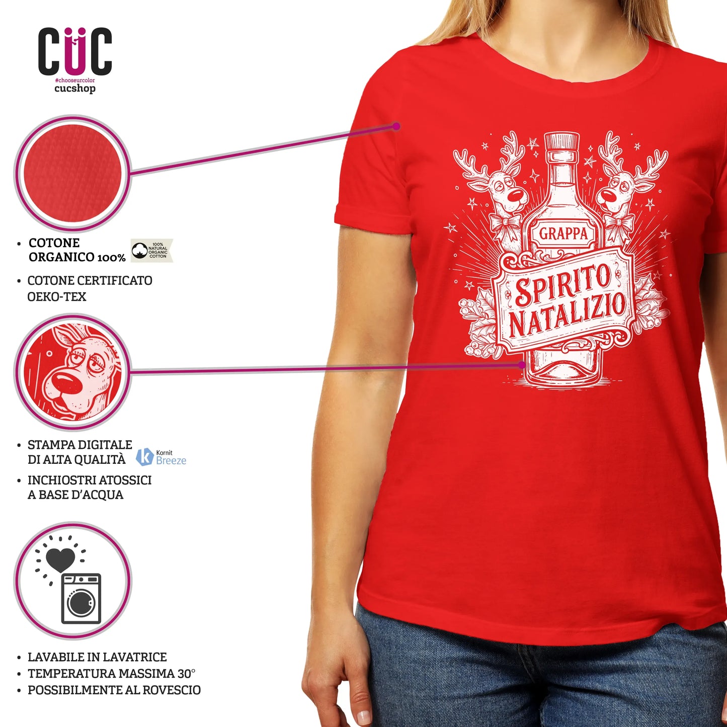 CUC T-SHIRT Spirito Natalizio Grappa - NATALE - Divertente -  #chooseurcolor