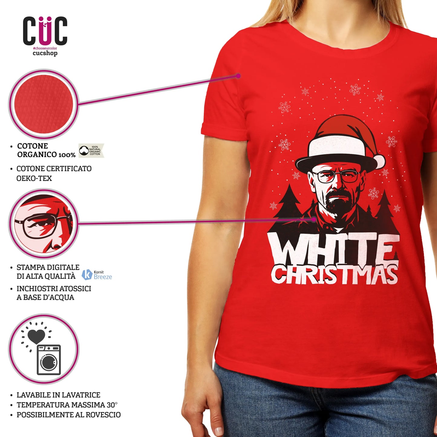CUC T-SHIRT W.White Christmas - NATALE - SERIE TV - divertente - B Bad -  #chooseurcolor