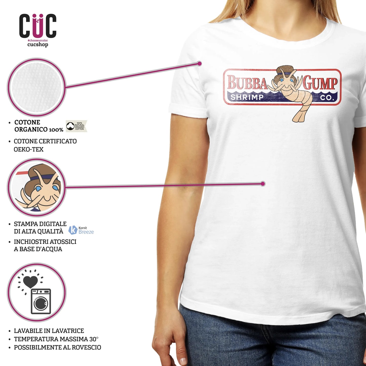 CUC T-SHIRT BUBBA GUMP GAMBERI - FILM - Shrimp - Forrest - Cult -  #chooseurcolor