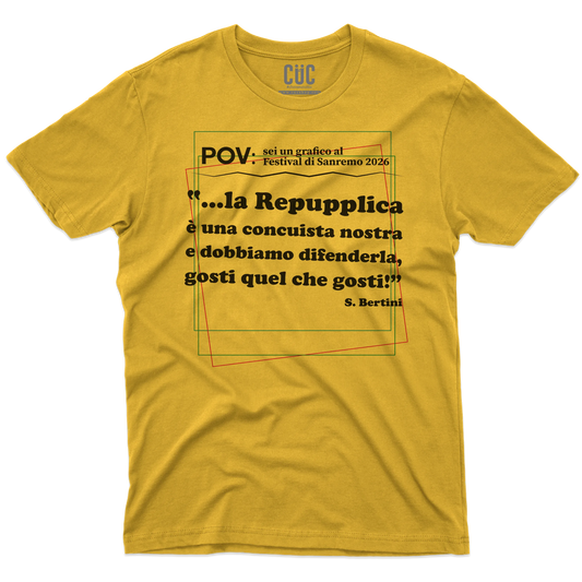 CUC T-SHIRT REPUPPLICA ERRORE SANREMO 2026 - PROGRAMMI TV - Gaffe - Testo Sbagliato - Divertente - Parodia - Pertini - Repubblica -  #chooseurcolor