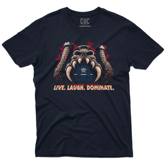 CUC T-SHIRT LIVE LAUGH DOMINATE - FILM - Divertente - CARTOON - HE MAN - MASTERS - #chooseurcolor