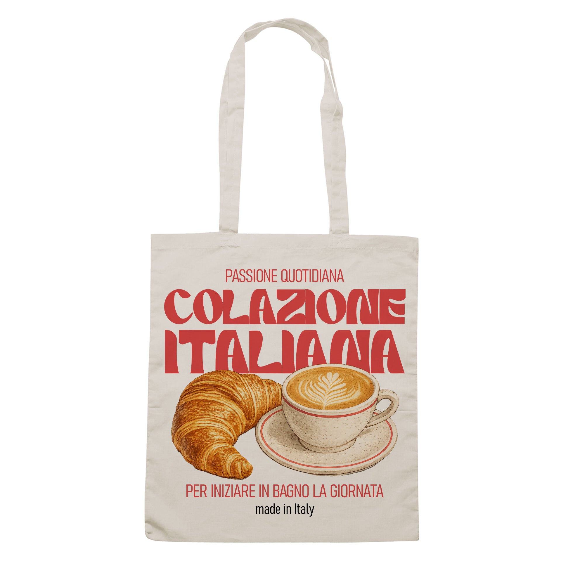 SHOPPER CUC COLAZIONE ITALIANA per iniziare in bagno la giornata meme simpatica Sabbia M [IMGKEY:SAN:M:1]