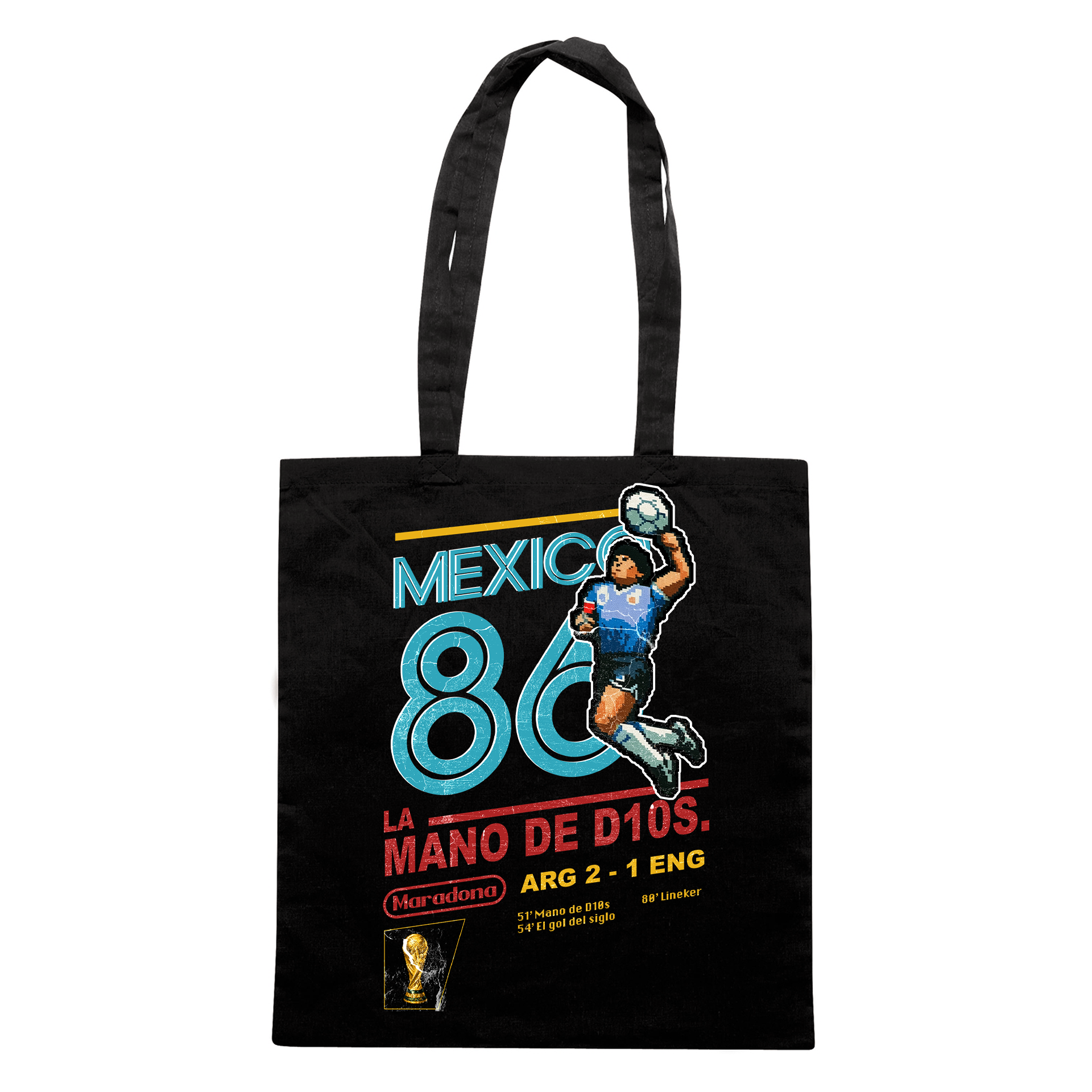 SHOPPER CUC LA MANO DE DIOS Maradona argentina mondiali 86 Nera M [IMGKEY:BLA:M:1]