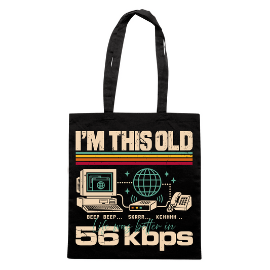 SHOPPER CUC Sono così vecchio La vita era meglio in 56kbps Meme Nerd Nera M [IMGKEY:BLA:M:1]