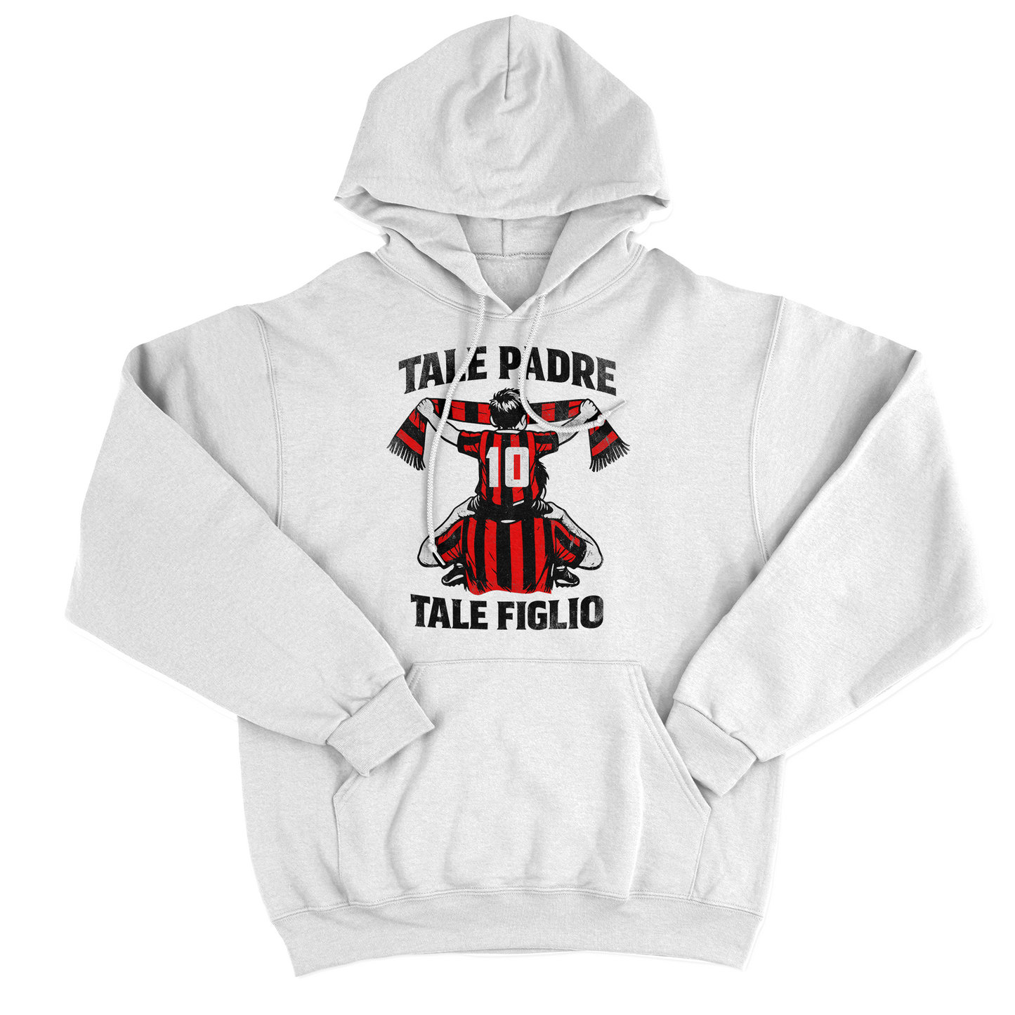 FELPA CAPPUCCIO Festa del Papà padre Tifoso come il figlio ROSSO NERO Bianca #chooseurcolor