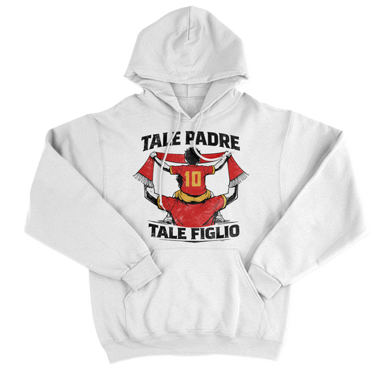 FELPA CAPPUCCIO Festa del Papà padre Tifoso come il figlio GIALLO ROSSO Bianca #chooseurcolor