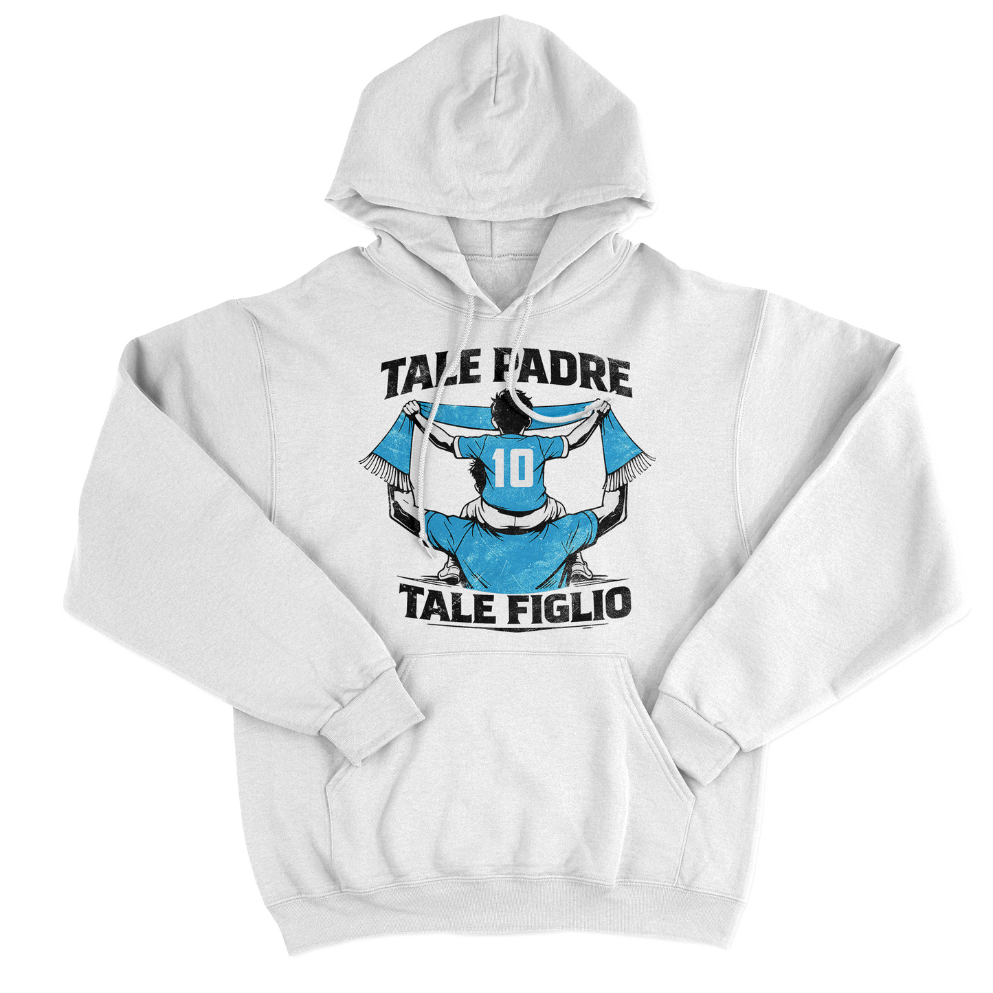 FELPA CAPPUCCIO Festa del Papà padre Tifoso come il figlio CELESTE napoli Bianca #chooseurcolor