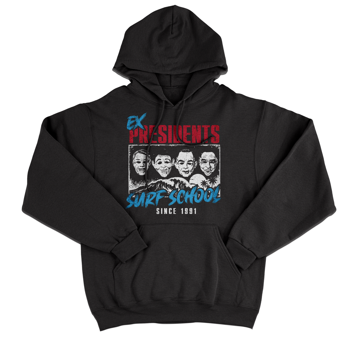 FELPA CAPPUCCIO CUC EX PRESIDENTS Surf School Point Break film cult anni 90 Nera M [IMGKEY:BLA:M:1]