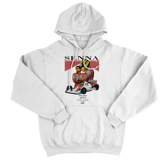 FELPA CAPPUCCIO CUC Miti dell automobilismo Senna Bianca M [IMGKEY:WHI:M:1]
