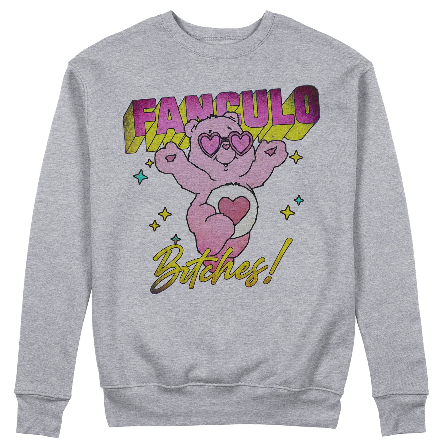 FELPA GIROCOLLO FANCULO BITCHES MEME DIVERTENTE ORSI DEL CUORE Grigio #chooseurcolor