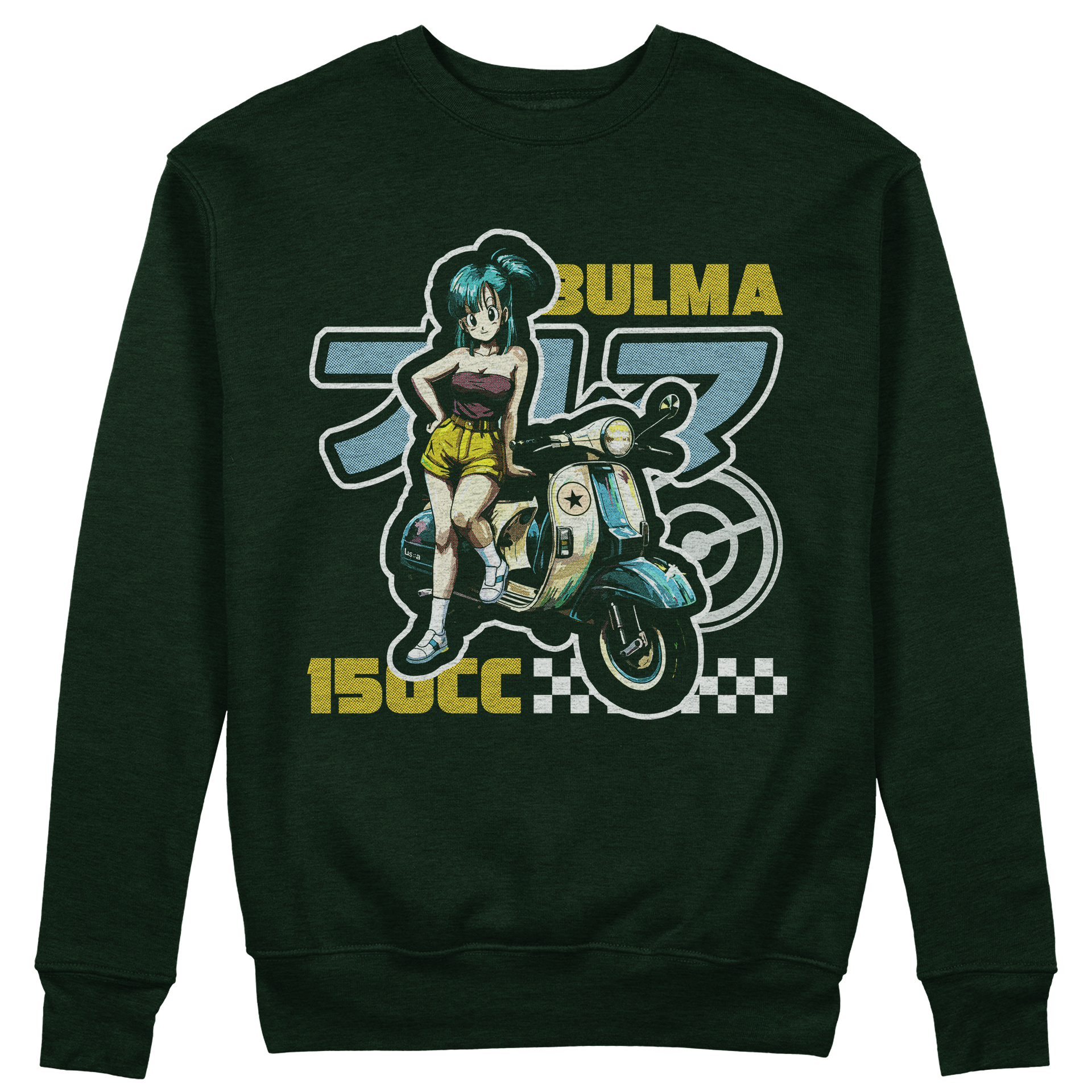FELPA GIROCOLLO CUC ANIME BULMA 150CC motorino e classic manga Verde Bottiglia M [IMGKEY:BOT:M:1]