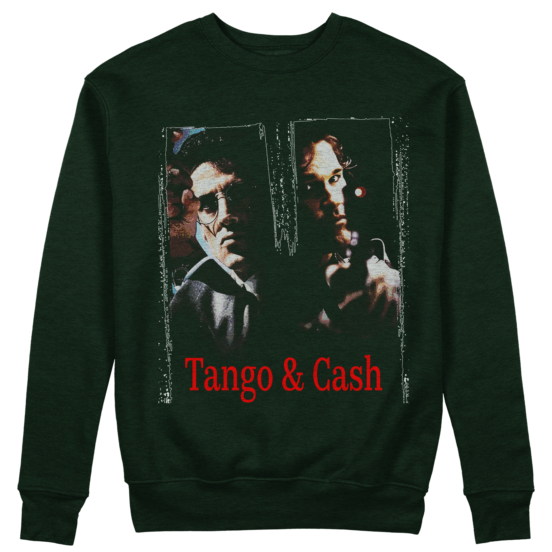 FELPA GIROCOLLO CUC TANGO & CASH Cult Film Anni 90 vintage Stallone e Russell Verde Bottiglia M [IMGKEY:BOT:M:1]