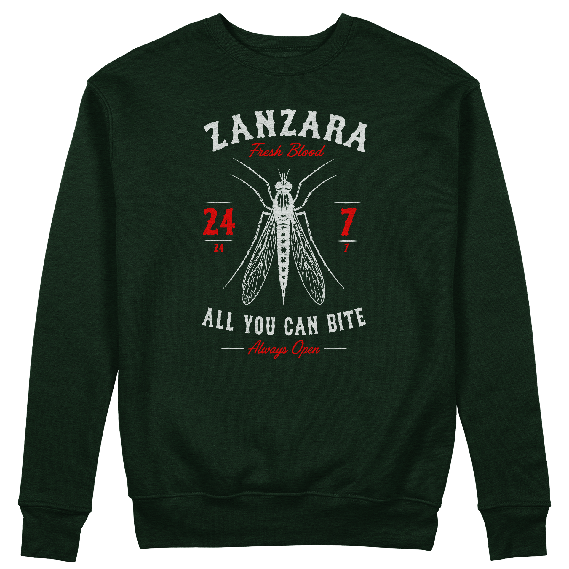 FELPA GIROCOLLO CUC Prede facili delle zanzare divertente Verde Bottiglia M [IMGKEY:BOT:M:1]