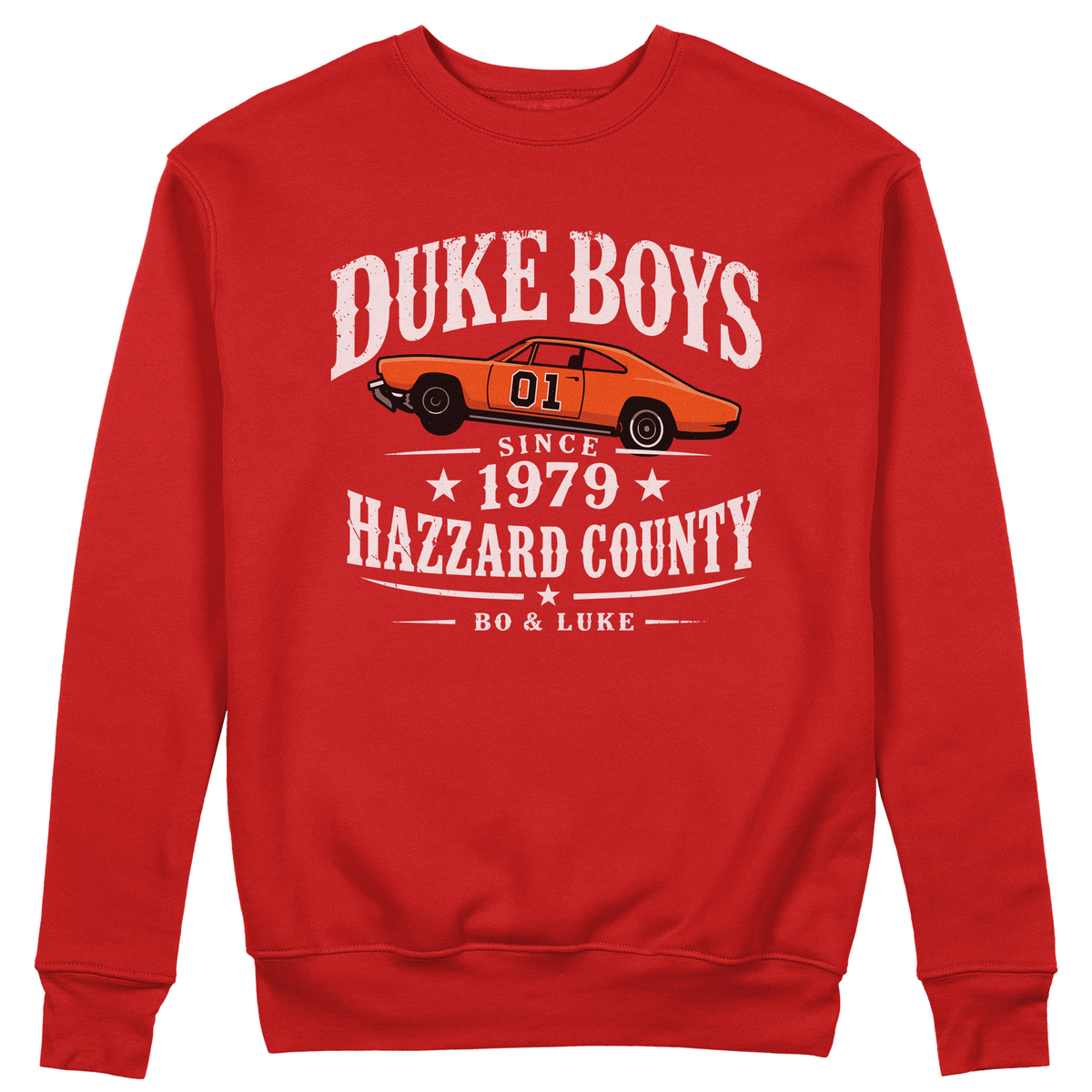 FELPA GIROCOLLO CUC DUKE BOYS bo & Luke Generale Lee Rossa M [IMGKEY:RED:M:1]