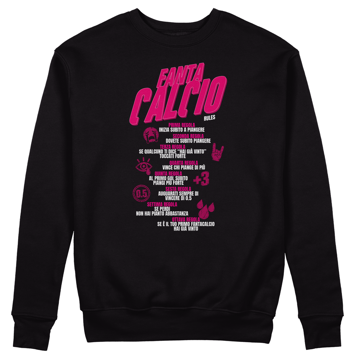 FELPA GIROCOLLO FANTACALCIO LIKE FIGHT CLUB regole del fanta Nera M [IMGKEY:BLA:M:1]