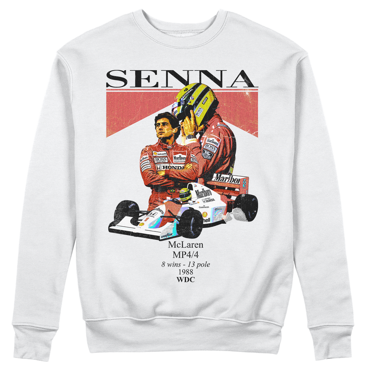 FELPA GIROCOLLO CUC Miti dell automobilismo Senna Bianca M [IMGKEY:WHI:M:1]