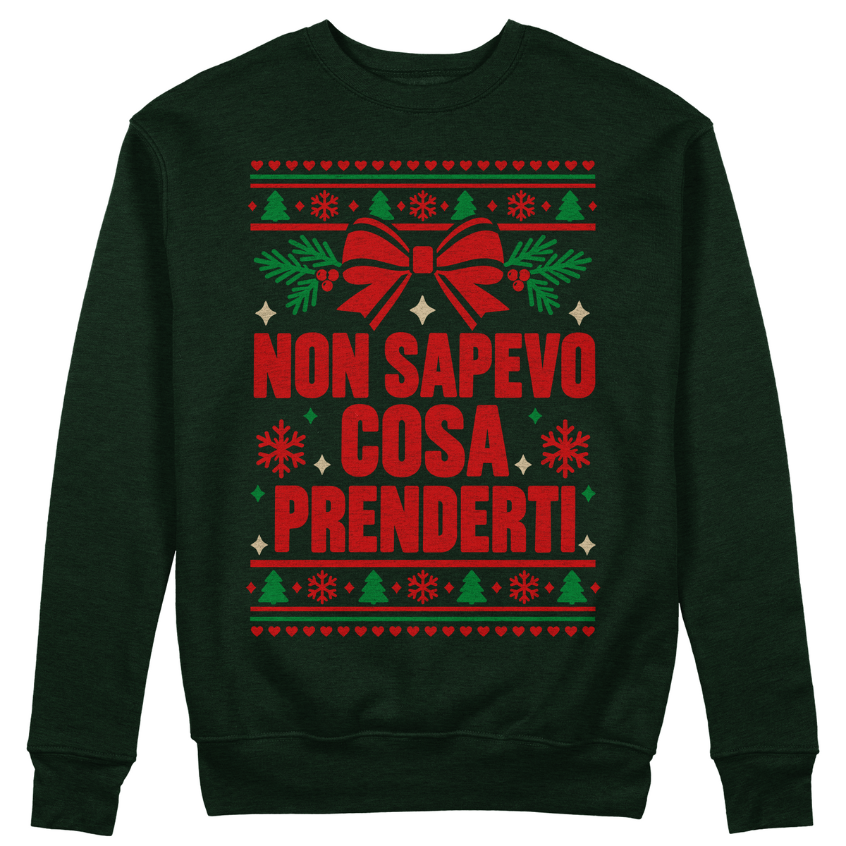 FELPA GIROCOLLO CUC Regalo di Natale divertente e Ironico Non sapevo cosa prenderti Verde Bottiglia M [IMGKEY:BOT:M:1]