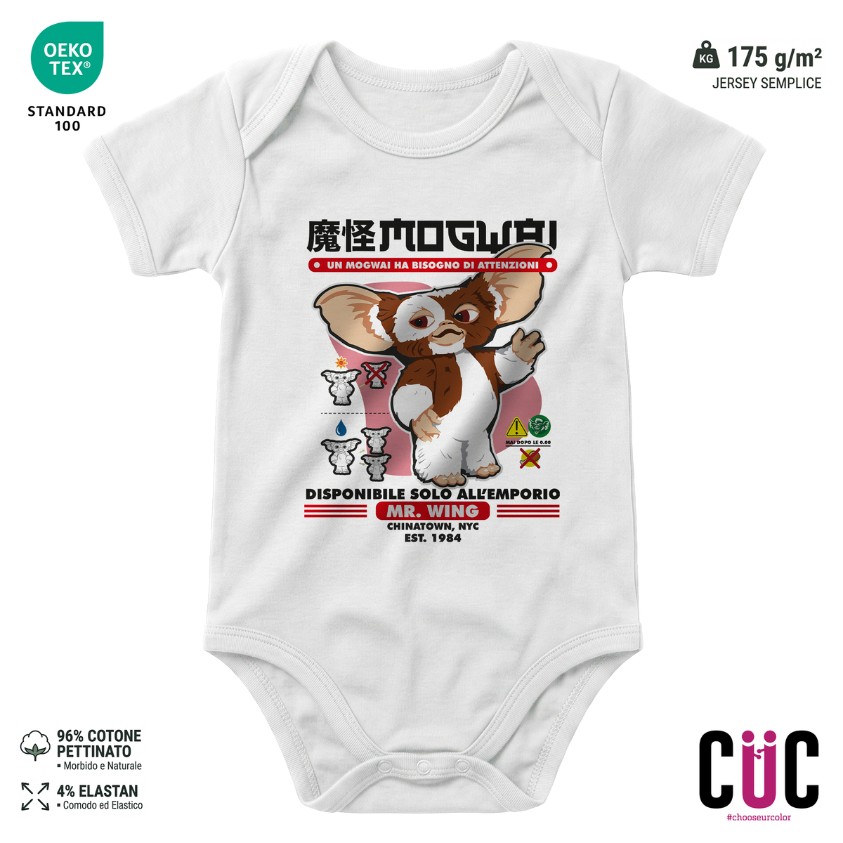 BODY BAMBINO Mogwai gremlins cult natale Bianca M [IMGKEY:WHI:M:1]