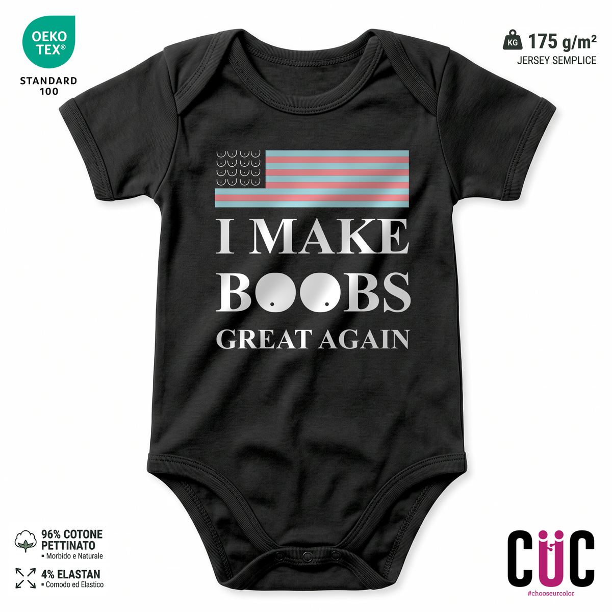BODY BAMBINO I MAKE BOOBS GREAT AGAIN divertente Nera M [IMGKEY:BLA:M:1]
