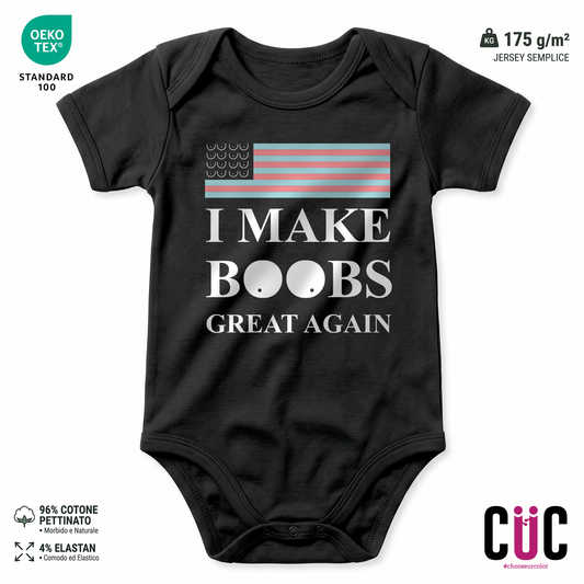 BODY BAMBINO I MAKE BOOBS GREAT AGAIN divertente Nera M [IMGKEY:BLA:M:1]