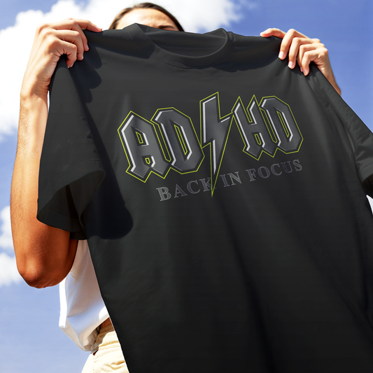 T-SHIRT ADHD back in focus scritta simpatica Nera #chooseurcolor
