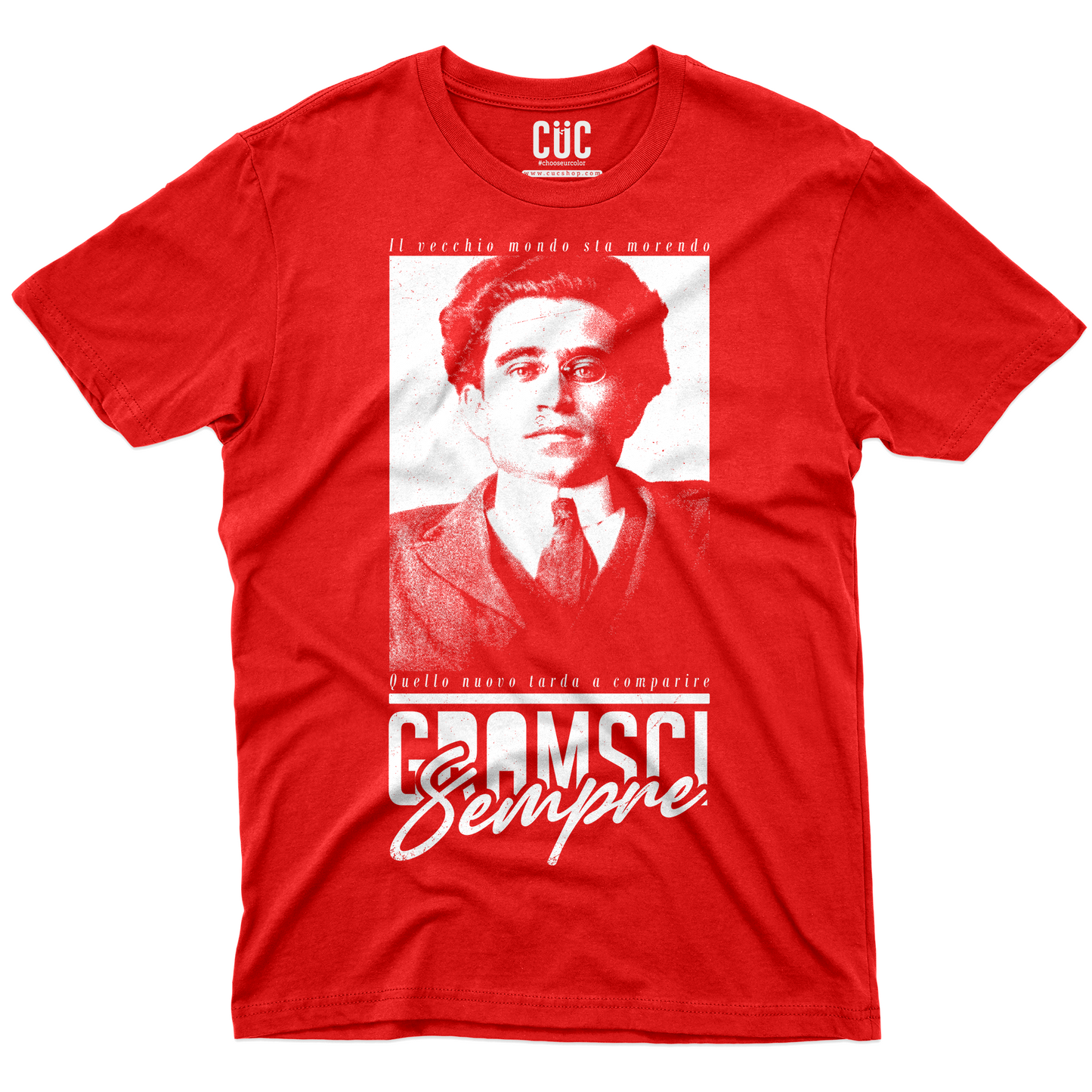 T-SHIRT GRAMSCI il vecchio mondo sta morendo quello nuovo tarda a comparire Rossa #chooseurcolor